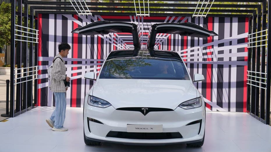 Tesla Model X Plaid car is displayed in China