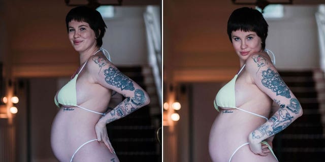 Ireland Baldwin pregnant in a bikini
