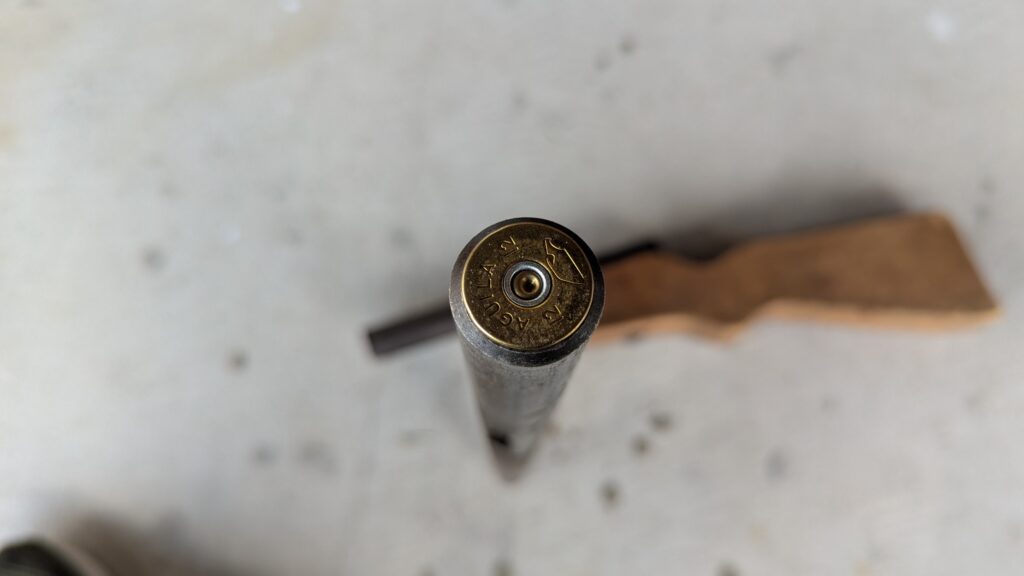 Richardson M5 Guerilla Gun slam-fire shotgun on wooden stock